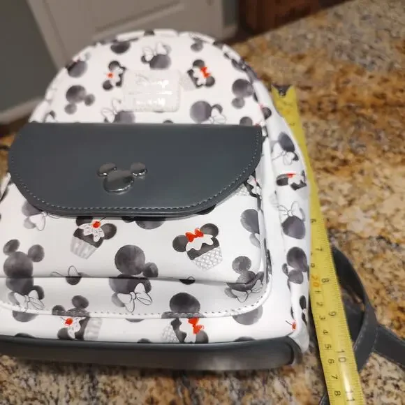 Loungefly Disney Mickey Minnie Mouse Cupcake Black & White Mini Backpack - Picture 10 of 13